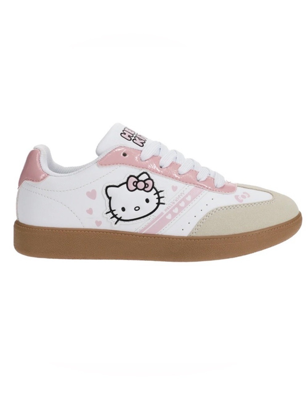 Hello Kitty White Pink Girls Sneakers Tan Gum Sole